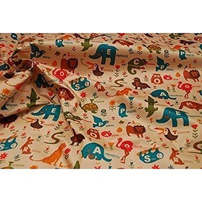 CRS VENDOR LTD. Waterproof PVC RIPSTOP Nylon Fabric Material - ALPHABET ANIMALS
