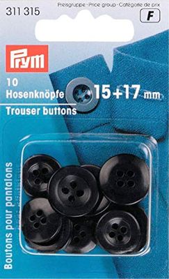 Prym 311315 - Bottoni per pantaloni, 15 + 17 mm, colore: Nero