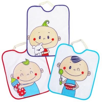 Ti TIN | 3-pack – vattentäta, frottébabyhaklappar | Haklapp för spädbarn och småbarn från 1 år med elastisk förslutning, lätt att rengöra | 100% polyester