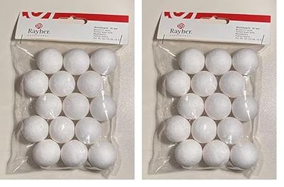 Rayher - 3312500 Ovatta Sfere, Bianco, 30 mm Ø, SB-BTL. 15 PCS (Confezione da 2)