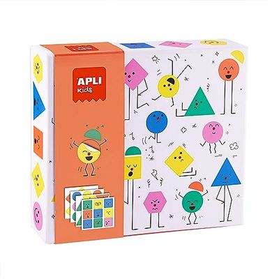 APLI Kids 19433 - Set di gommette geometriche emozioni con adesivi dal design divertente per completare le illustrazioni. A partire da 3 Anni.