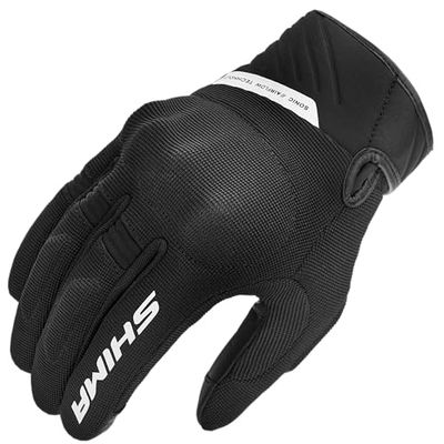 SHIMA SONIC Motorbike Gloves Men Textile Leather Short Summer Biker Armoured Protectors Motorcycle Perforated Ventilated Touchscreen Motorsport Glove Lightweight Motocross (Mens, White, XL)