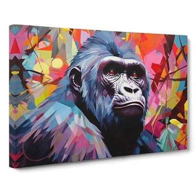 Gorilla Hard Edge Canvas Print for Living Room Bedroom Home Office Décor, Wall Art Picture Ready to Hang, 30x20 Inch (76x50 cm)
