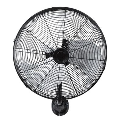Wandventilator, 120 W, zwart en zilver, 50 cm, 3 snelheden, draaibaar en oscillerend, ideaal voor het koelen van binnenruimtes.