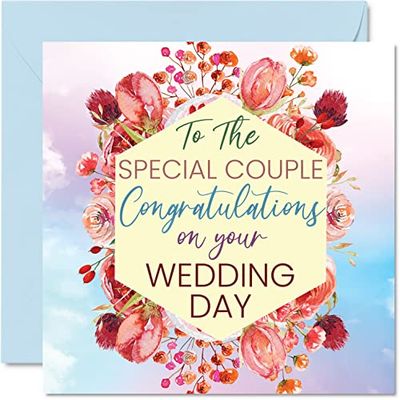 Wedding Cards for Bride and Groom - Congratulations to the Special Couple - Happy Wedding Day Cards, Congrats Well Done Just Married Card, 145mm Marriage Greeting Cards for Couples