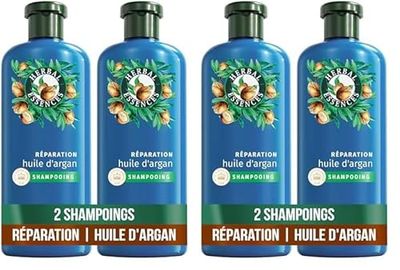 Herbal Essences Réparation Shampoing Huile d'Argan 2x250ml Cheveux Abîmés, Nutrition Intense pour une Chevelure Douce et Lisse, Ingrédients d'Origine Naturelle, Sans Silicone, Végan (Lot de 2)