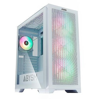 ABYSM Gaming Custodia PC Gamer Danube MURA BX300 White ARGB E-ATX, con 4 ventole ARGB, vetro temperato laterale e compatibile con schede grafiche fino a 415 mm