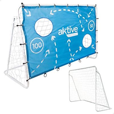 Aktive 49043 Voetbaldoel voor kinderen met trainingsplan, voetbaldoelen voor de tuin, 182 x 91 x 122 cm, trainingsvoetbal voor kinderen, accessoires en wedstrijden, voetbal voor kinderen