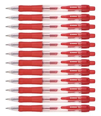OFFICER PRODUCTS DONAU tryck-gelpenna kulspetspenna Classic/färg: Röd/12 stycken (12-pack) / linjetjocklek: 0,25 mm kuldiameter: 0,5 mm/Soft Feel Grip