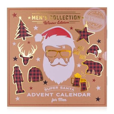Accentra – Adventskalender, kosmetika för män med 24 vårdprodukter – skönhetsadventskalender för män – vård julkalender med kroppslotion, after-shave, tvål, duschgel, skäggvård och mycket mer.