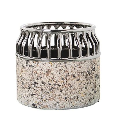 JARRÓN CERÁMICA PLATA/EFECTO GRANITO_°18X16CM