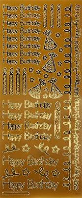 Anitas Outline Stickers, Happy Birthday, Gold, For Scrapbooking, Card Making, Kids Play, Homework, Art, Craft, Embelish, Decorative, Paper, Card, Glass, Metal, Plastic, Foam