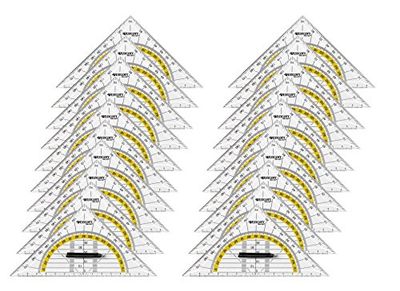 Westcott E-10133 00-I geometritriangel plast med avtagbart handtag, 14 cm, 20 stycken, transparent