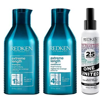 Redken, Routines Extreme Length pour Cheveux Fragilisés en Quête de Longueur, Biotine & Huile de Ricin, Duo et Trio
