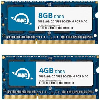 OWC 12FR (1 x 4 Go + 1 x 8 Go) 1867 MHz DDR3 So-DIMM PC3-14900 204 Pin CL11 de mémoire additionnelle, (1867DDR3S12S)