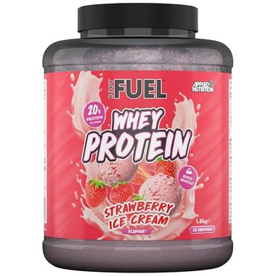Bodyfuel Whey Protein Powder - 20g Protein for Muscle Recovery & Weight Management - Low-Calorie, Keto-Friendly - (1.8kg - 53 Servings) (Strawberry Ice Cream)