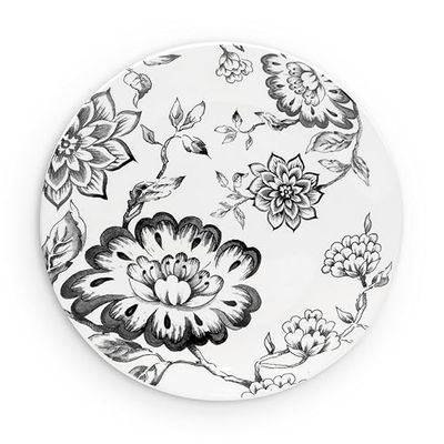 Wade WA967021BLK Botanical Night Dinner Plate with Black Floral Design, Crafted from Earthenware, Made in Stoke-on-Trent, 28cm, Black