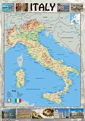 Map of Italy - Paper Laminated (A2)