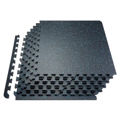 VEVOR Tappetino Puzzle ad Incastro per Palestra 6 Pezzi, Spessore 14 mm, Piastrelle in Schiuma EVA Gommata, Tappetino da Palestra 61x61 cm, Copertura 2,2 m², Tappetino da Ginnastica, Casa, Nero e Blu