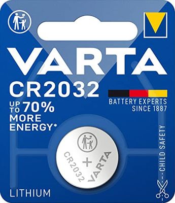 Varta CR2032 Batteria al Litio, 3V, 230 mAh, Acciaio