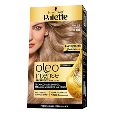Schwarzkopf Palette Oleo, colorazione permanente copertura professionale capelli bianchi, 8-68 Biondo Sabbia, confezione singola