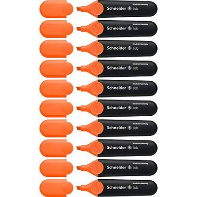 Schneider Job 150 Highlighter Refillable Non-Fading with Clip Pack of 10 Orange