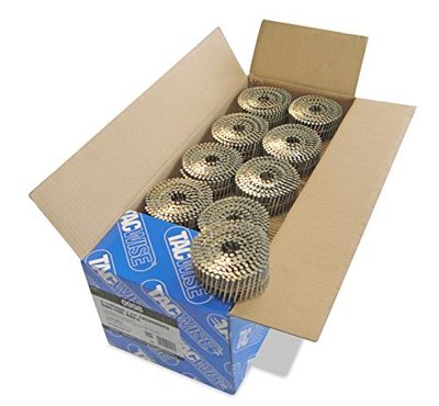 Tacwise 0998 Pregos em bobina plana galvanizados, tipo 2,1 x 45 mm, ponta diamante, haste anelada, inclinada a 16°, enrolada com fio, embalagem de 14,400