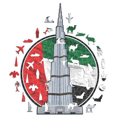 Iconic Puzzles - Burj Khalifa, Puzzles de Madera para Adultos y Niños, Madera 100% Sostenible, Tamaño M 270 Piezas