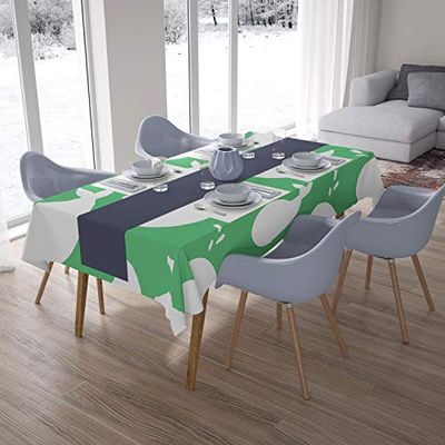 Bonamaison Kitchen Decoration, Tablecloth, Petrol Green, White, 140 x 200 Cm - Designed and Manufactured in Turkey
