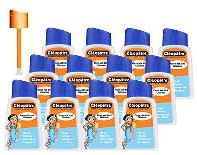 Collles 24887 Lege Cléopâtre vloeibare flacon met pluggen en spatbescherming, 80 ml, verschillende kleuren, 12 stuks