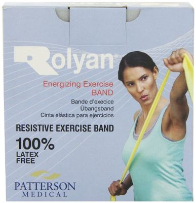 Rolyan Energising Exercise Bands, Ideal Resistance Tool for Upper and Lower Extremity Exercises to Tone Muscles and Increase Flexibility, Supports Physical Therapy, Latex Free, Yellow, Light, 25m