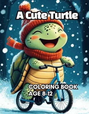 A Cute Turtle: A cute turtle who wears mufflers and hats, rides a bike and laughs loudly in the cold winter when it snows