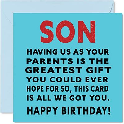 Stuff4 Divertidas tarjetas de cumpleaños para hijo – Son Greatest Gift Ever – Tarjeta de feliz cumpleaños de mamá o papá, tarjetas de felicitación de 145 mm
