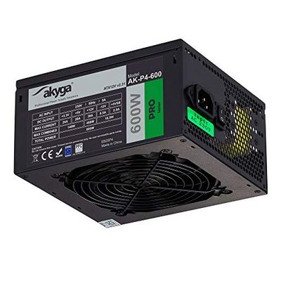 Akyga AK-P4-600 600W ATX Noir unité d'alimentation d'énergie - Unités d'alimentation d'énergie (600 W, Passif, 140 W, 468 W, 140 W, 18,5 W)