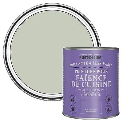 Rust-Oleum Peinture Verte Résistante à l'eau pour Faïence de Cuisine, Finition Brillante - Aloé Vera 750ml