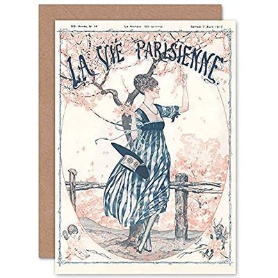 Artery8 La Vie Parisienne Peach Tree Flowers Magazine Cover Sealed Greeting Card Plus Envelope Blank inside