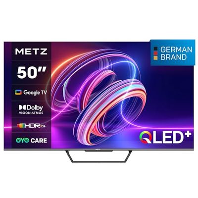 METZ Smart TV, MQD7500Z, 50" (126 cm), QLED, 4K UHD, HDR 10, Google TV, HDMI e USB, Sottile, Moderno, Nero