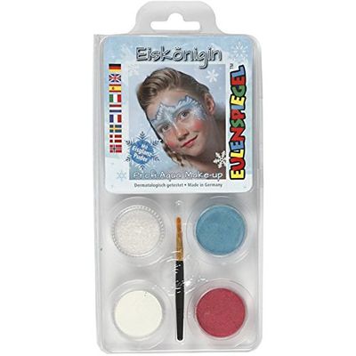 Eulenspiegel 204825 - motiefset ijskoningin, 3 kleuren, 1 poeder, 1 borstel, 1 handleiding, voor ca. 40 maskers, carnaval, themafeest