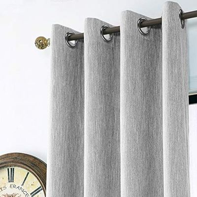 Melodieux Rideaux occultants élégants en Coton à Isolation Thermique avec œillets pour Chambre à Coucher, 132,1 x 243,8 cm, Gris