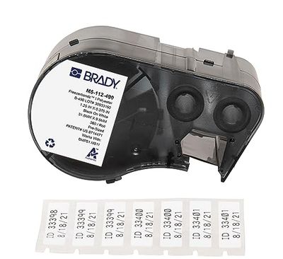 Brady Étiquettes en polyester freezerbondz™ étiqueteuses BMP51/BMP53/M511-360 Étiquettes imprimables adhésives - Noir sur blanc (31,75 mm (l) x 9,53 mm (H)) - M5-112-490