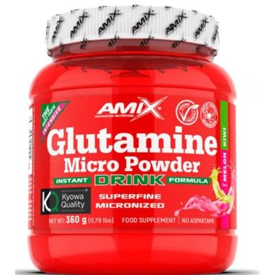 Amix Glutamina Micro Powder Drink 360 gr - Acelera la Recuperación - Mejora el Rendimiento Físico - Ideal para Deportistas - Sabor Frutas del Bosque