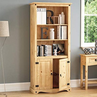 Vida Designs Coroa vintage - Prateleira de 2 portas, pinho, bege, W 81 cm x D 44 cm x H 182 cm
