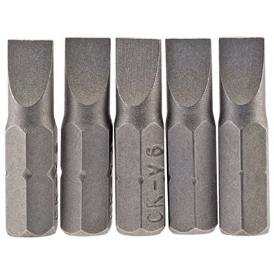Draper 64011 - Punta esagonale per inserti a fessura da 6 mm, lunghezza 25 mm, 5 pezzi