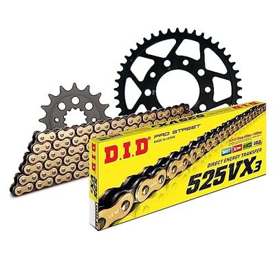 Kettingset DID staal 525VX3 / 124 klinkslot voor Honda XRV Africa Twin 750 cc bj. 1993-2003