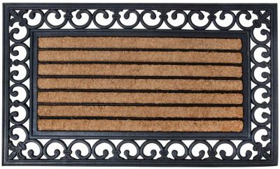 Esschert Design Rb108 75 x 45 cm rubberen deurmat met kokos en kokos, zwart