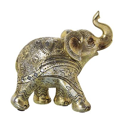 FIGURA RESINA ELEFANTE DORADO 22X10X21CM