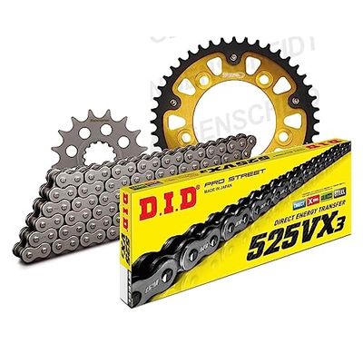 Kettingset DID Stealth 525VX3 / 112 eindeloos goud voor Honda XL V Varadero 1000 cc Bj. 1999-2013