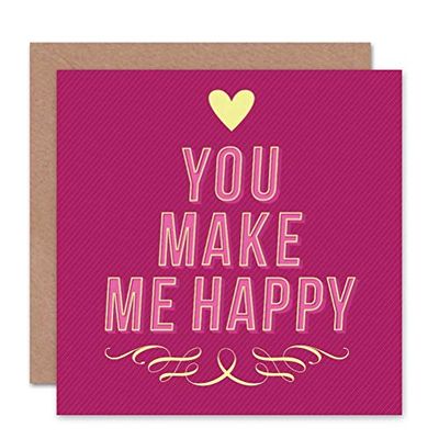Wee Blue Coo YOU MAKE ME HAPPY LOVE HEART PINK ART GREETINGS GREETING CARD GIFT