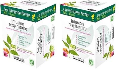 NUTRIGÉE - Infusion Respiratoire Bio - Apaise - Voies Respiratoires & Défenses Naturelles - Thym, Eucalyptus, Bourgeons De Pin, Lierre, Échinacée - Riche En Concentrés Végétaux Solubles - 30 Sachets