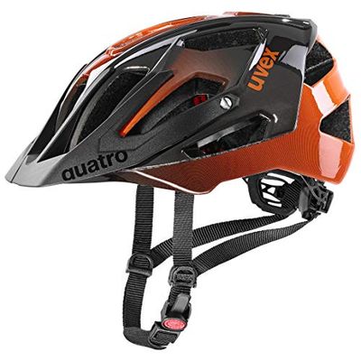uvex Quatro, Casco MTB Seguro Unisex, Ajuste de Talla individualizado, Visera Regulable, Titan, Orange, 52-57 cm